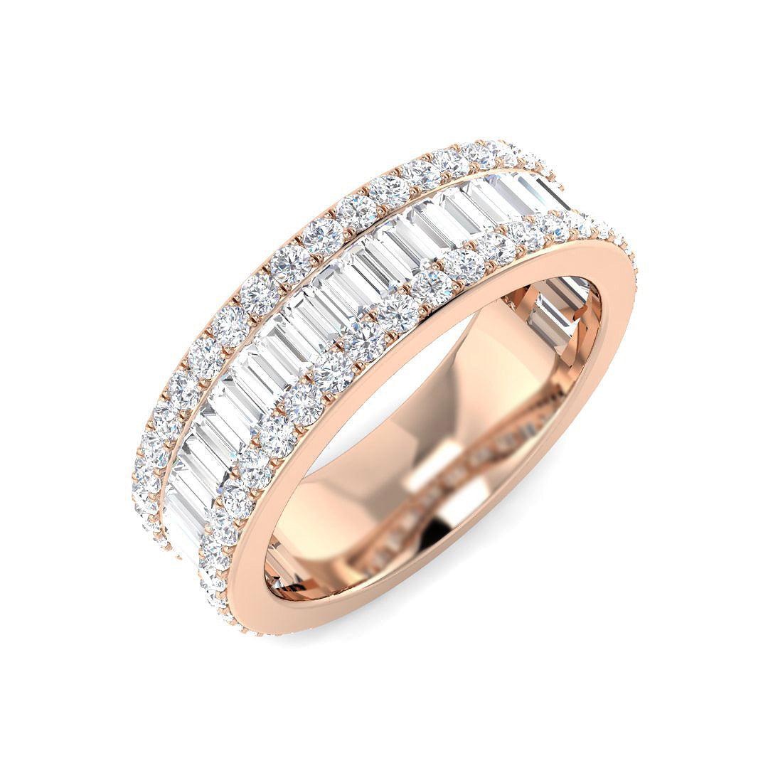 Baguette & Brilliant Diamond Ring 1.64ct – SR5919 – 18k Rose Gold