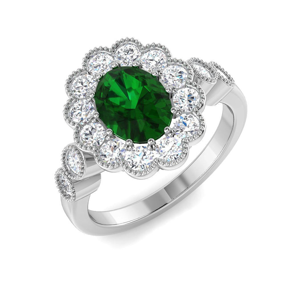Vintage Lab-Grown Diamond Ring 1.23ct–2.03ct – SR7465~COEM – 9k White Gold