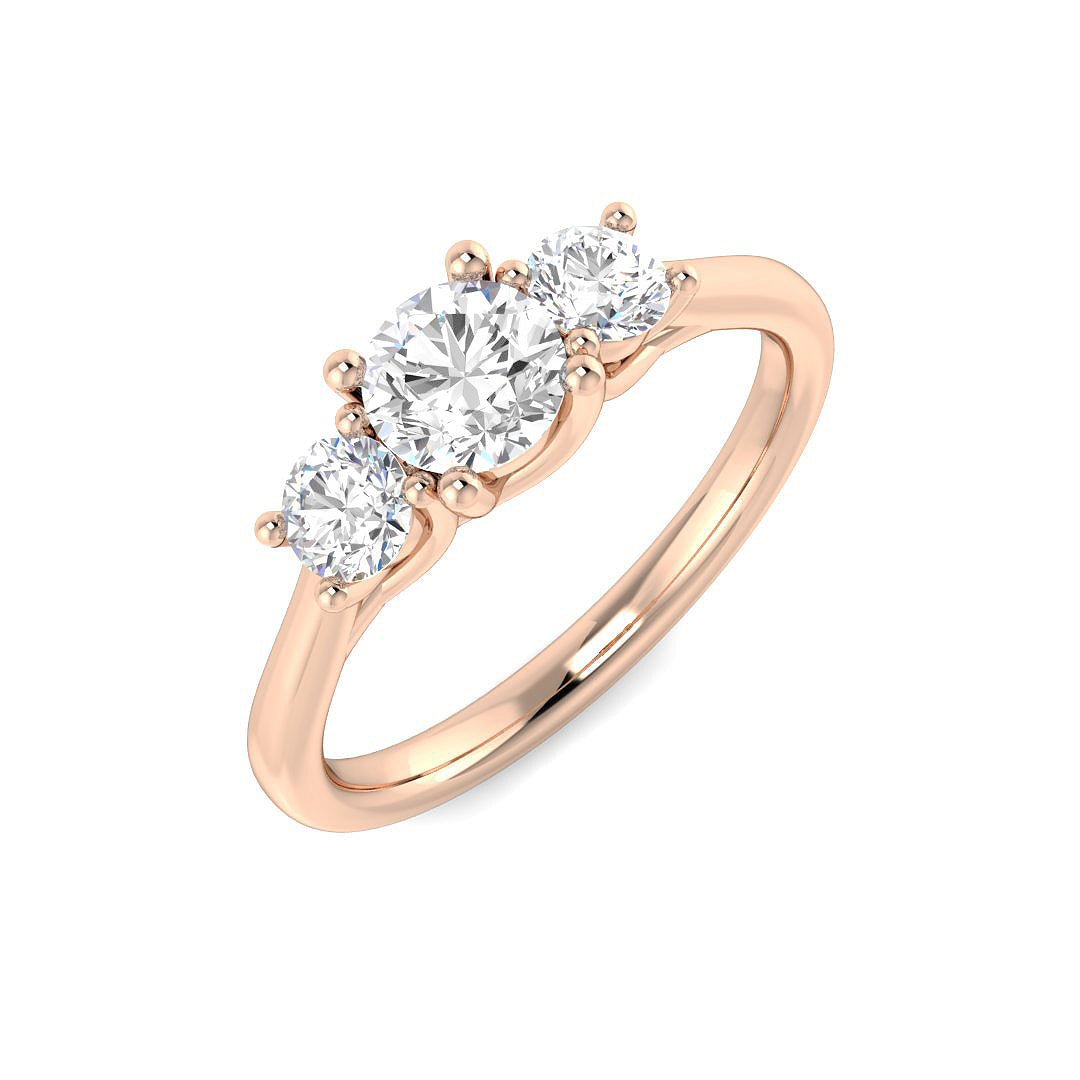 Three Stone Diamond Ring 0.88ct – SR4809 – 18k Rose Gold