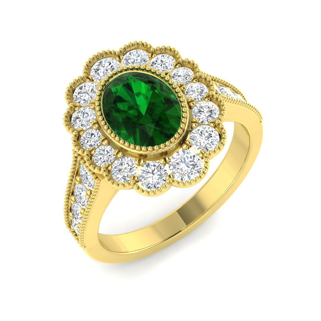 Vintage Lab-Grown Diamond Ring 1.34ct–3.06ct – SR7469~COEM – 18k Yellow Gold