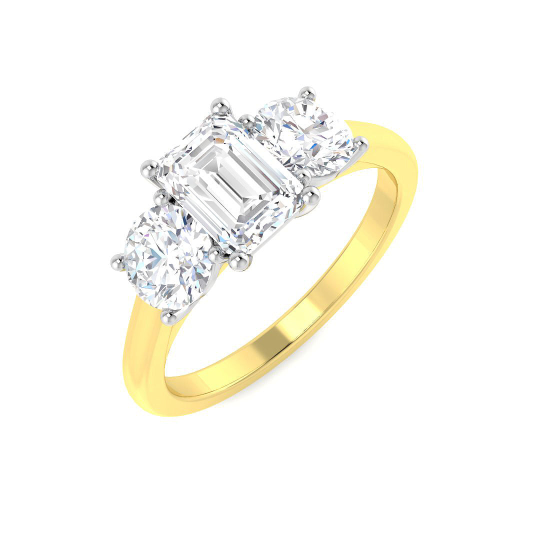 Three Stone Lab-Grown Diamond Ring 1.99ct–2.08ct – SR5108 – 18k Yellow Gold