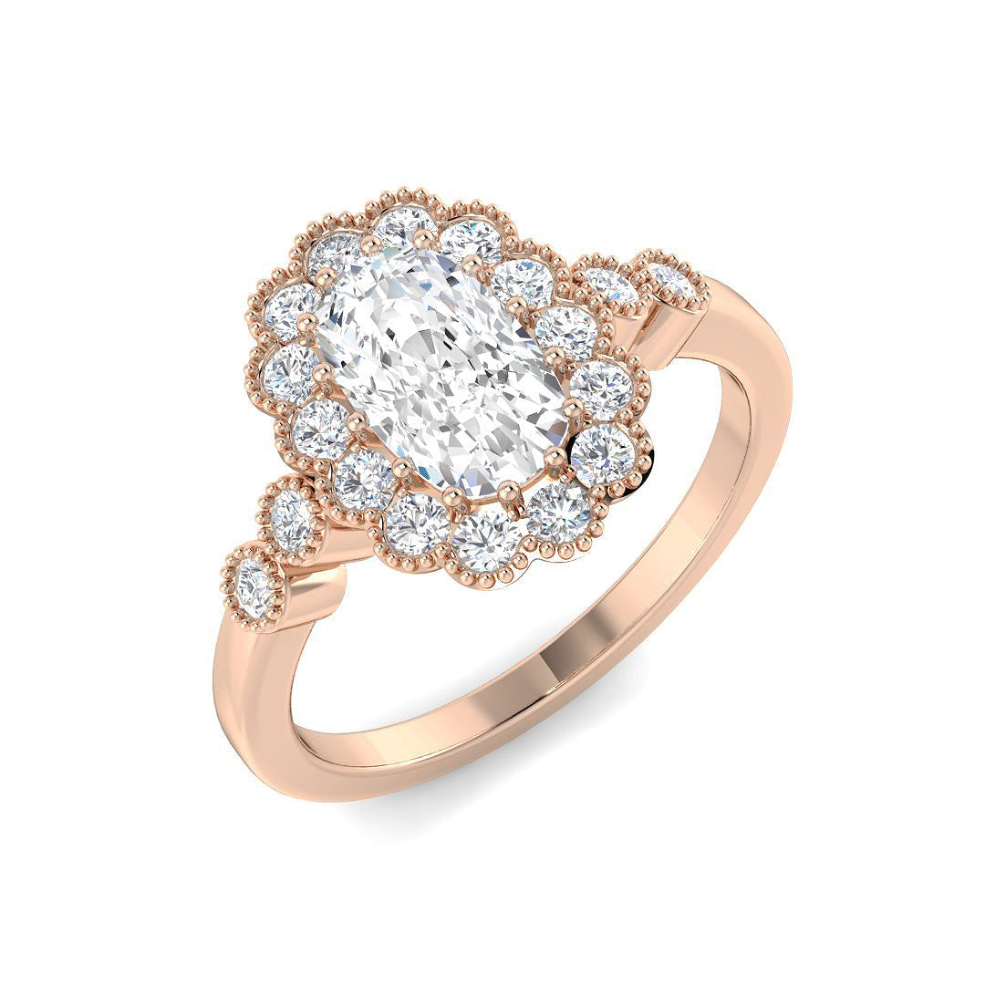Vintage Lab-Grown Diamond Ring 1.46ct–4.42ct – SR7522 – 18k Rose Gold