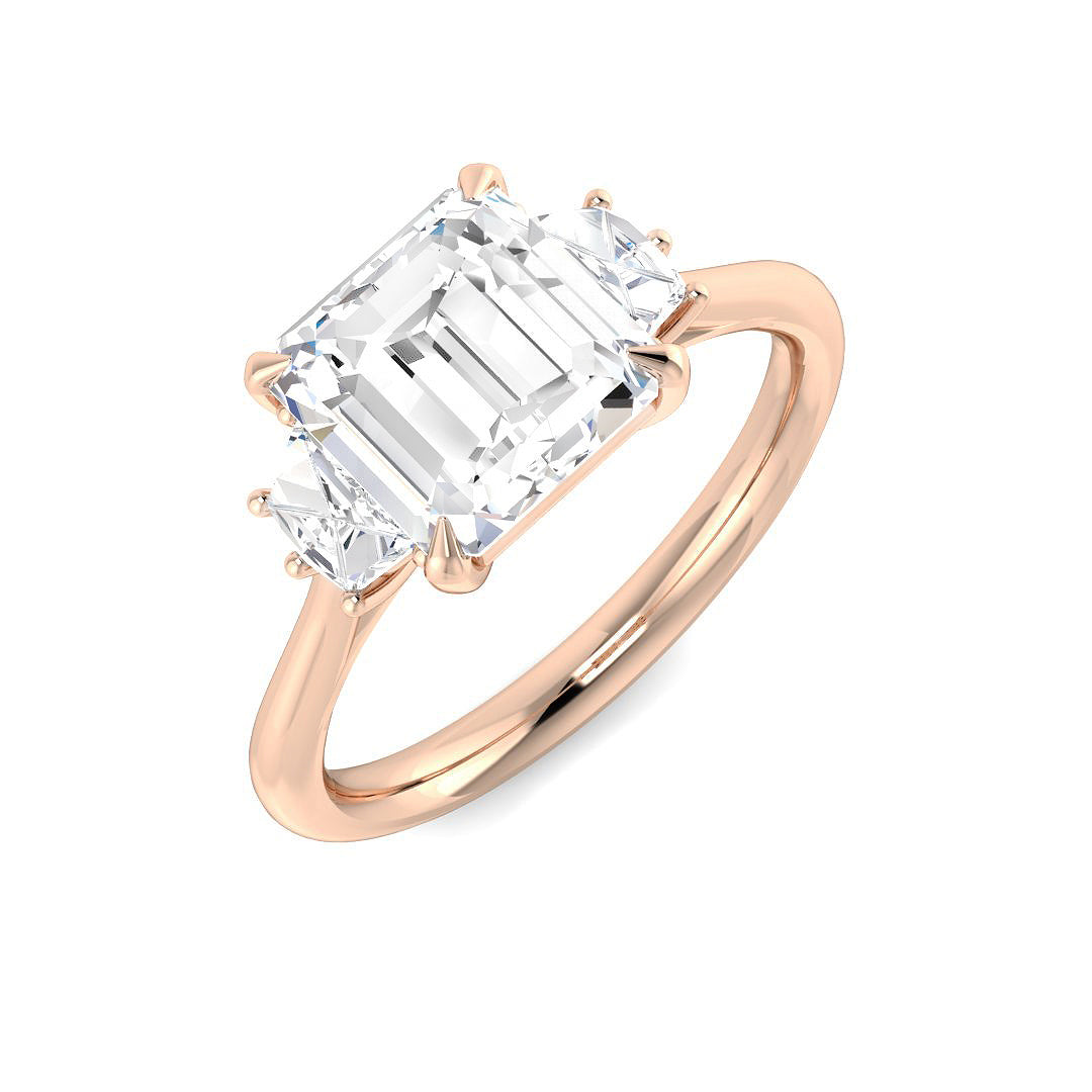 Three Stone Lab-Grown Diamond Ring 2.36ct–3.4ct – SR6984 – 18k Rose Gold
