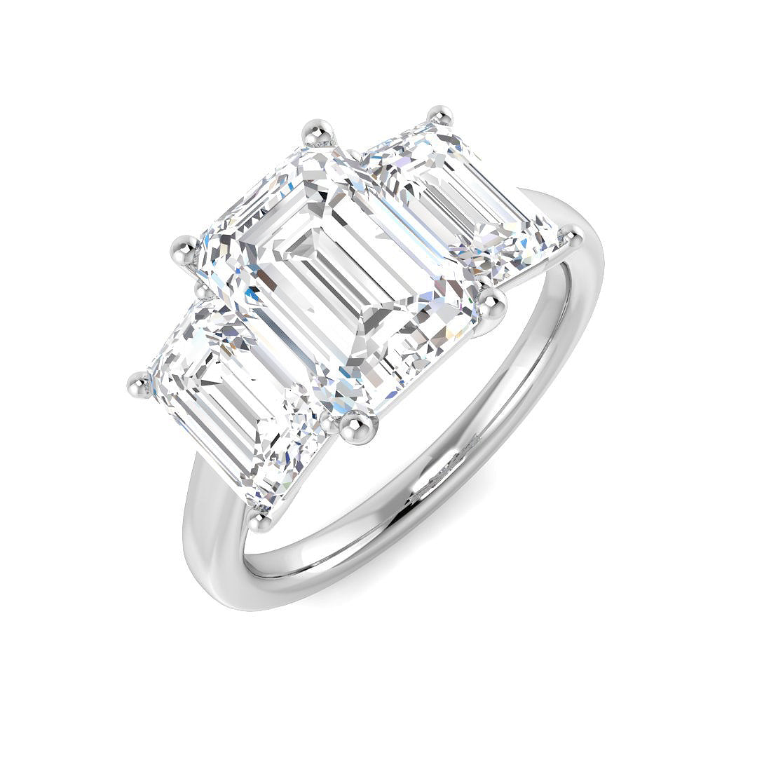 Three Stone Lab-Grown Diamond Ring 4.99ct–5.45ct – SR5441 – 18k White Gold