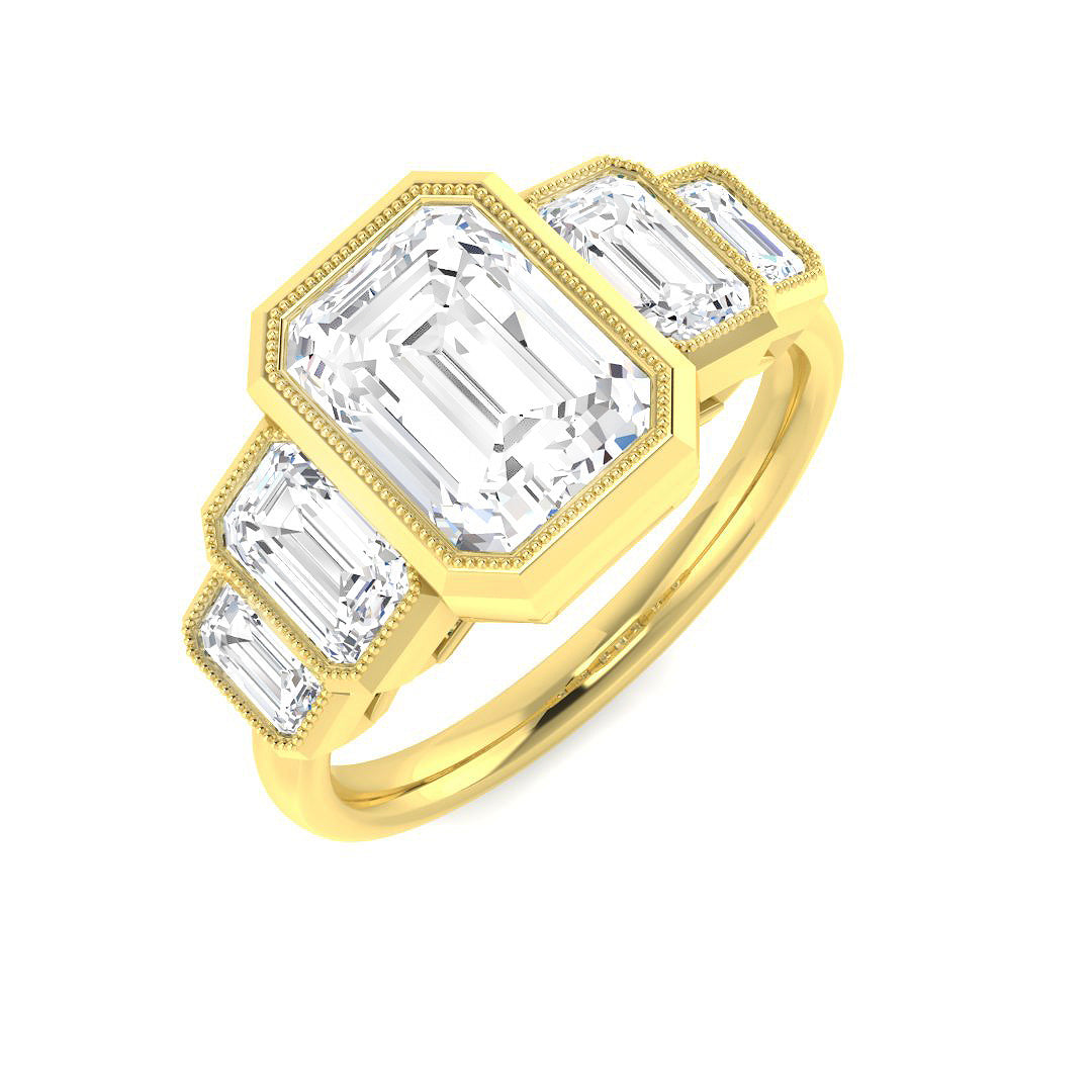 Five Stone Lab-Grown Diamond Ring 1.68ct–3.19ct – SR7008 – 18k Yellow Gold