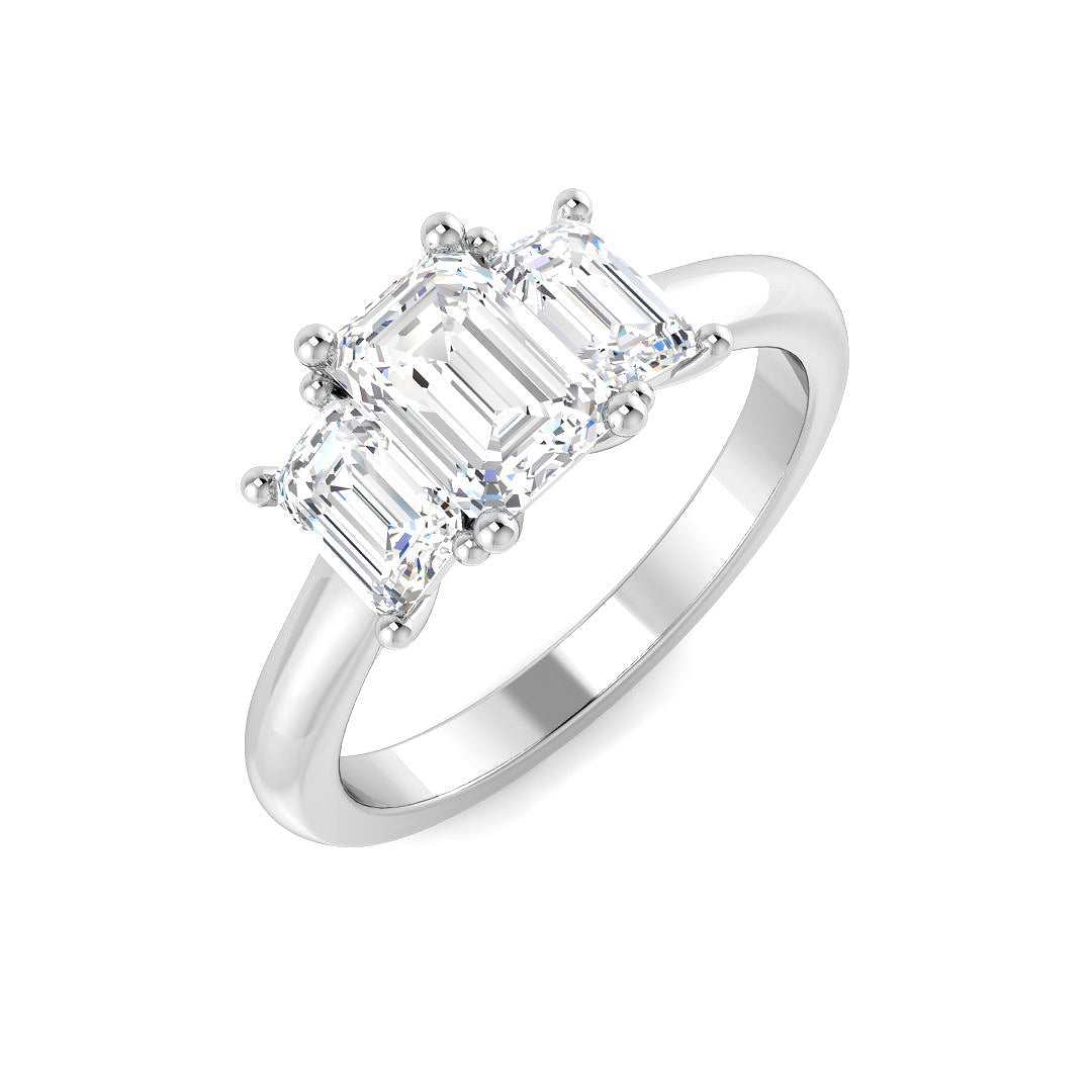 Three Stone Lab-Grown Diamond Ring 1.85ct–1.87ct – SR6219 – 18k White Gold