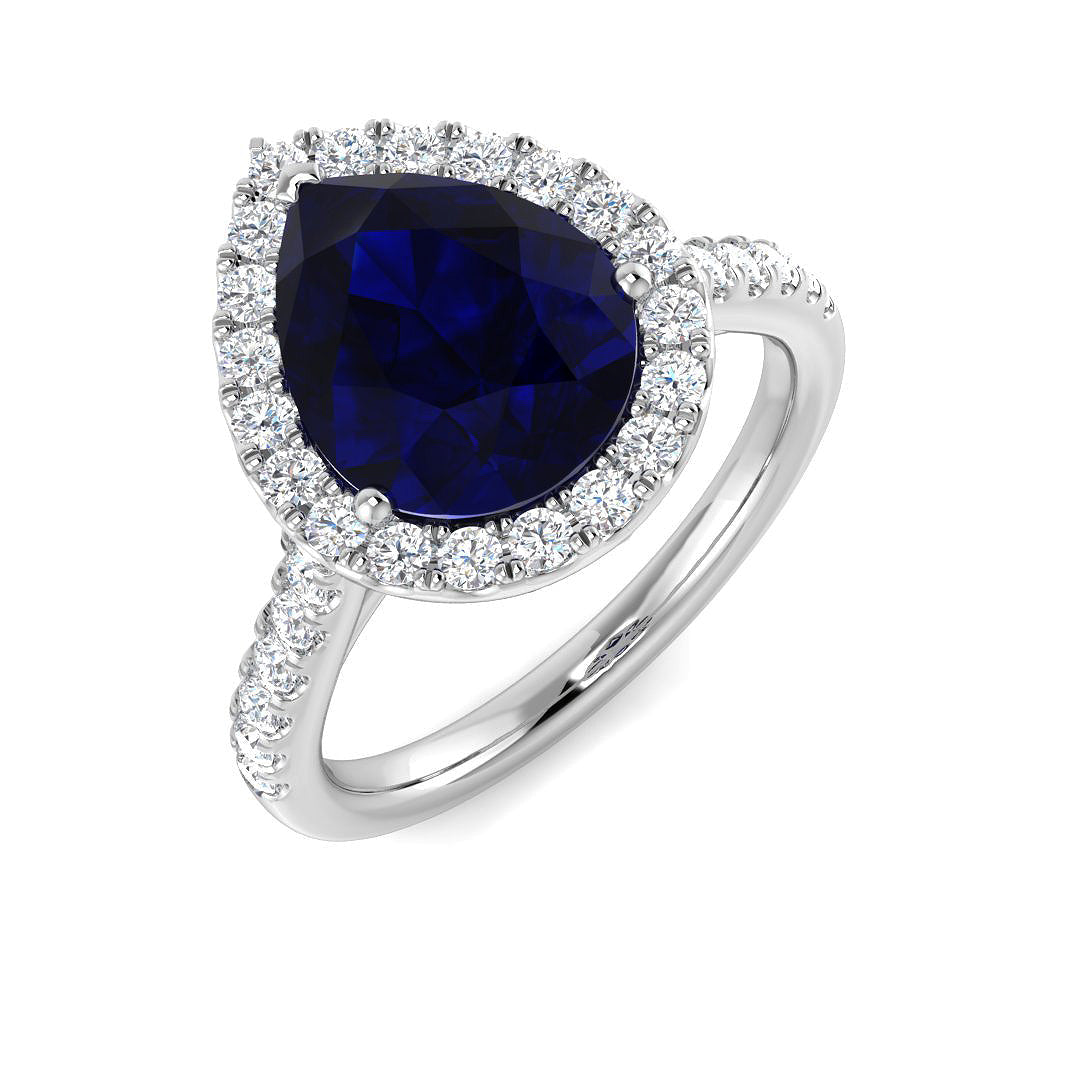 Blue Sapphire Diamond Ring 1.54ct–4.86ct – SR21~BS – 18k White Gold