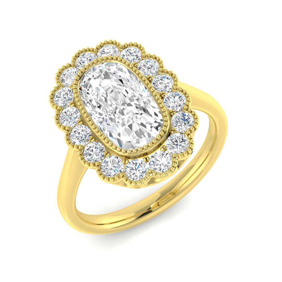 Vintage Lab-Grown Diamond Ring 1.36ct–4.03ct – SR7523 – 18k Yellow Gold