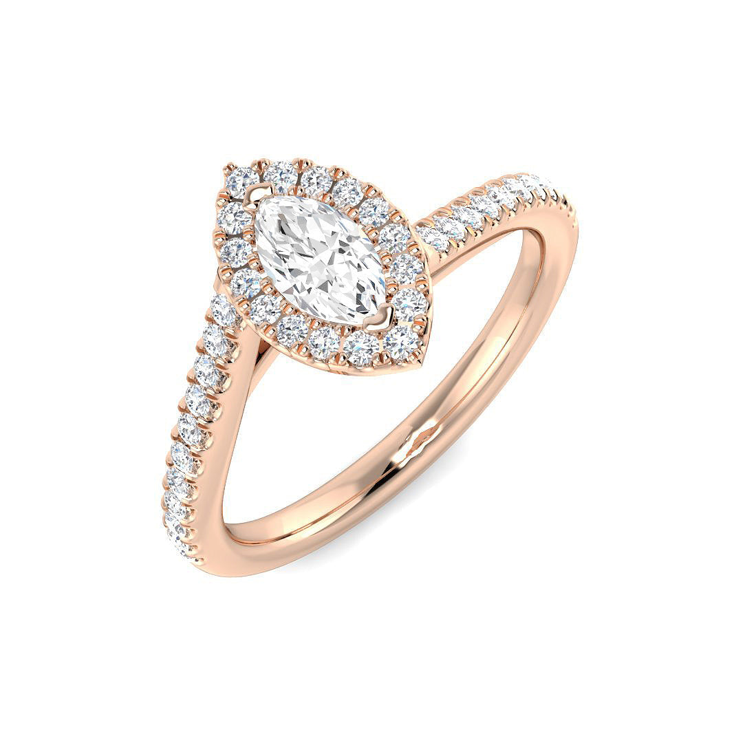 Halo Diamond Ring 0.58ct–0.8ct – SR3249 – 18k Rose Gold