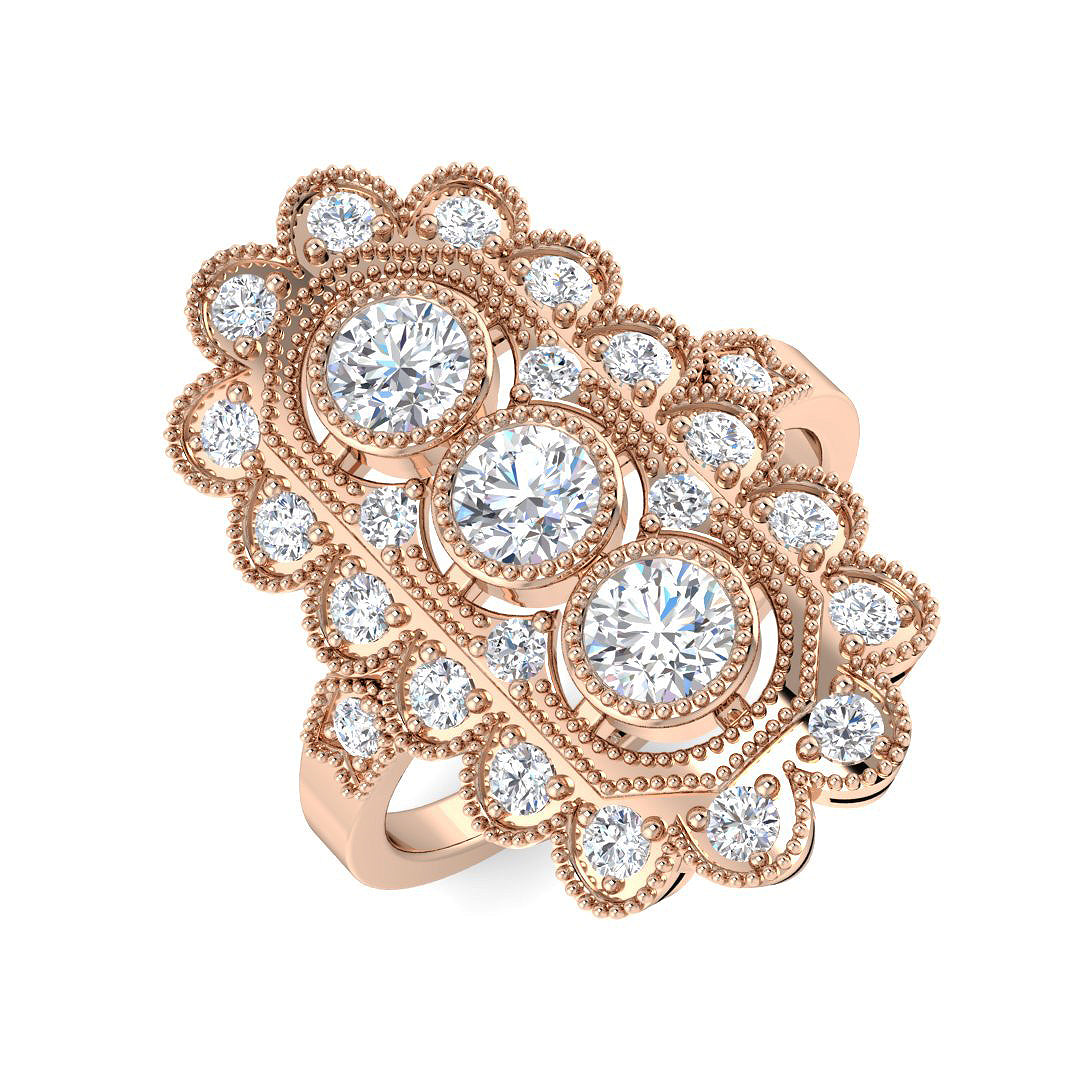 Vintage Lab-Grown Diamond Ring 1.25ct – SR7580 – 18k Rose Gold