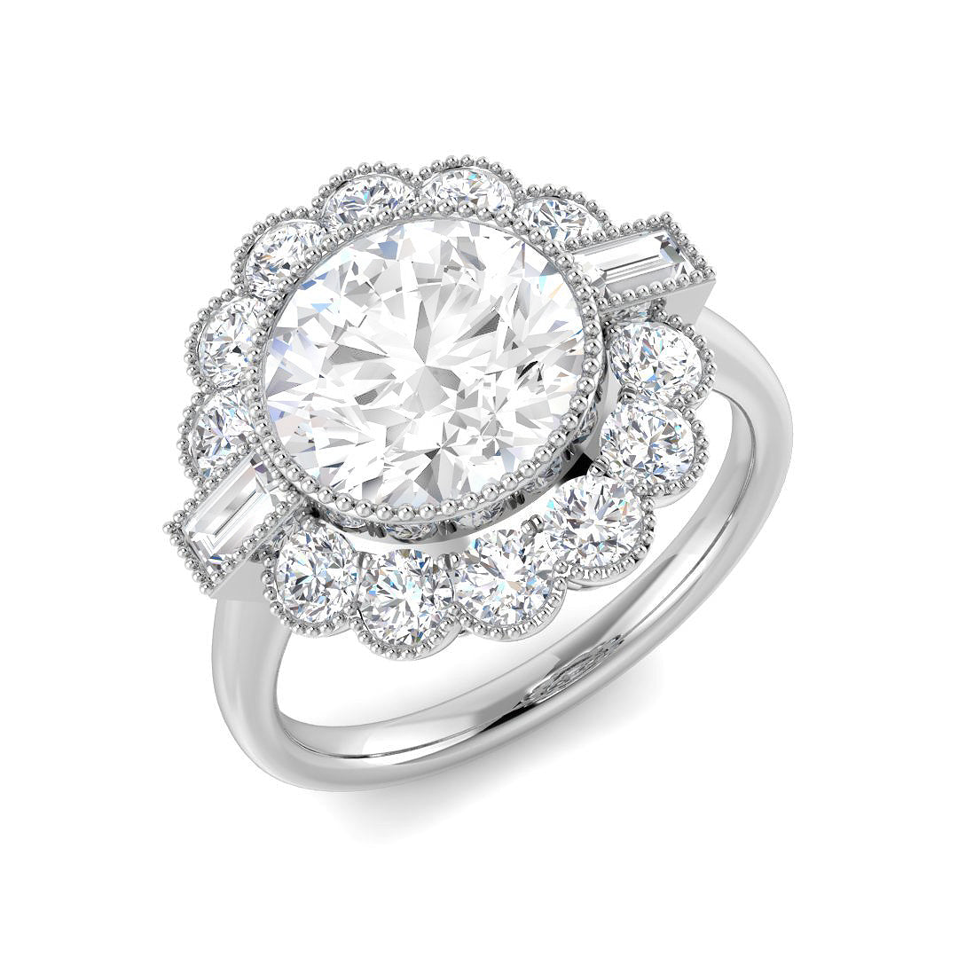 Vintage Lab-Grown Diamond Ring 1.36ct–4.03ct – SR7348 – 18k White Gold
