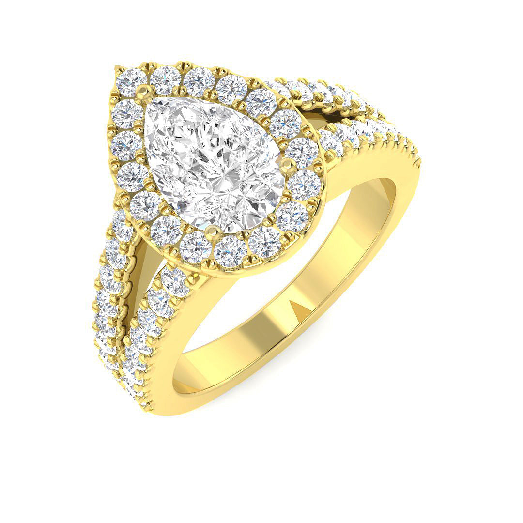 Halo Lab-Grown Diamond Ring 1.89ct–2.5ct – SR4340 – 18k Yellow Gold