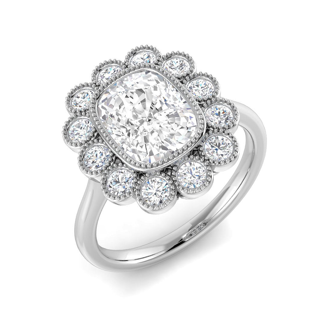 Vintage Lab-Grown Diamond Ring 1.31ct–4.31ct – SR7270 – 18k White Gold