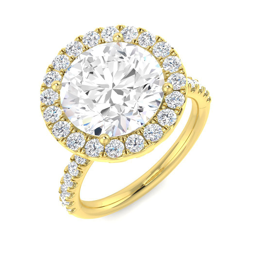 Halo Lab-Grown Diamond Ring 4.69ct – SR6124 – 18k Yellow Gold