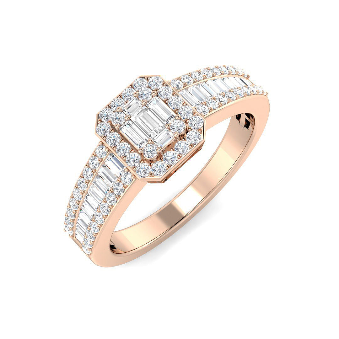 Baguette & Brilliant Diamond Ring 0.56ct–1.67ct – SL7103 – 18k Rose Gold
