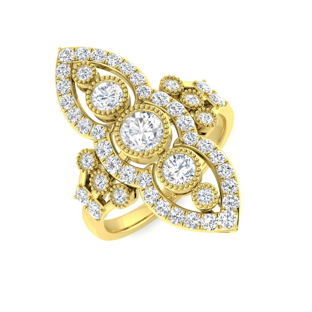 Vintage Lab-Grown Diamond Ring 1.17ct – SR7626 – 18k Yellow Gold