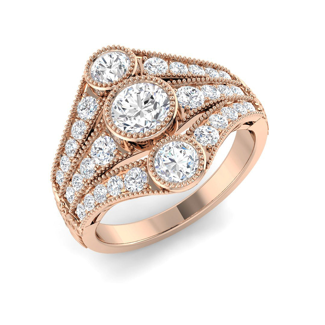 Vintage Lab-Grown Diamond Ring 1.33ct – SR7628 – 18k Rose Gold