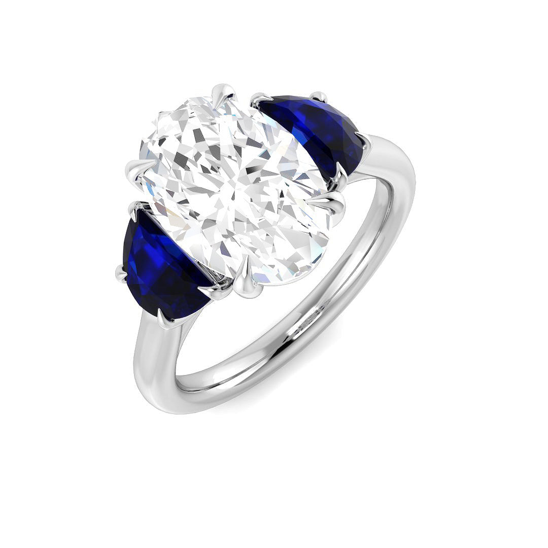 Three Stone Lab-Grown Diamond Ring 1.89ct–3.48ct – SR6236 – 18k White Gold