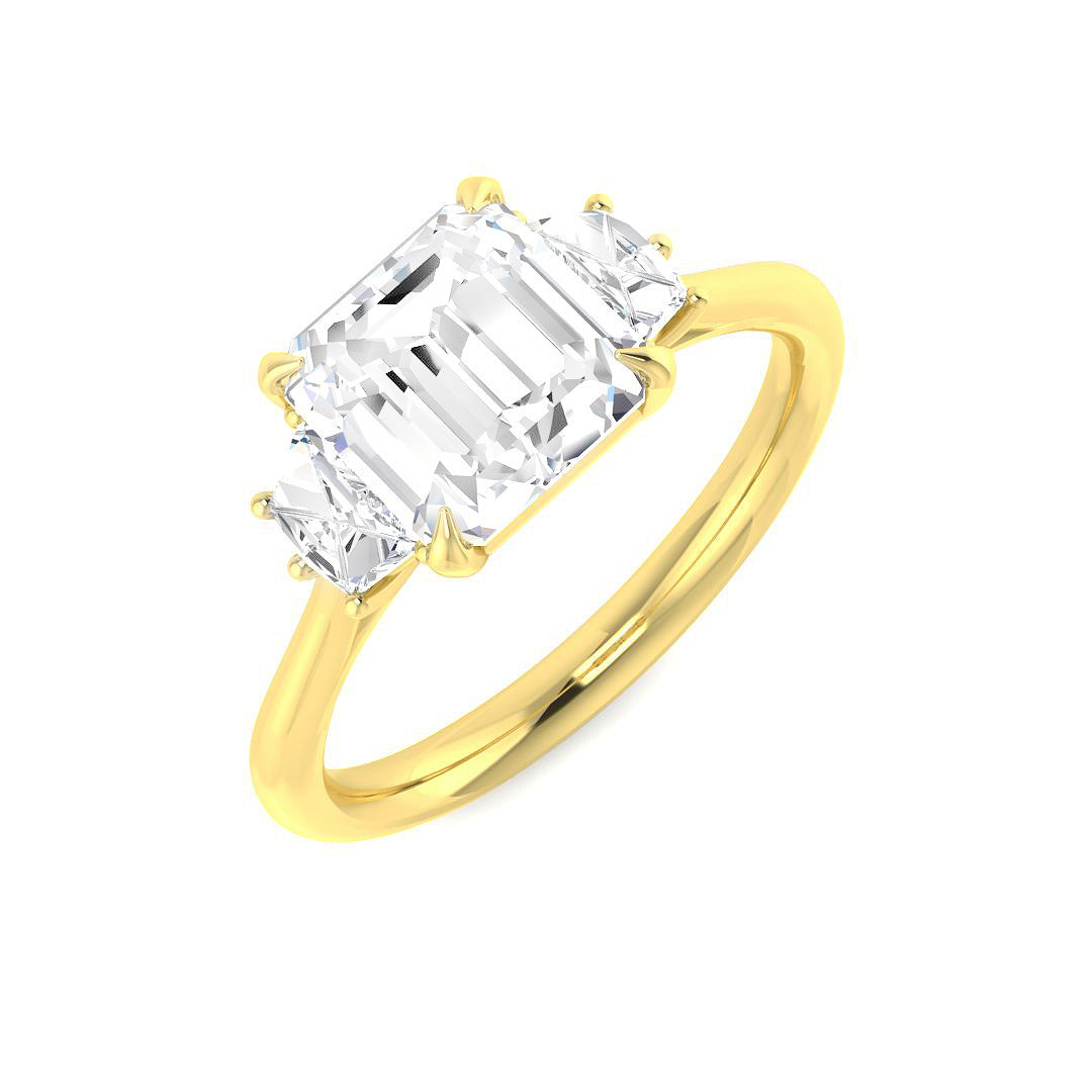 Three Stone Lab-Grown Diamond Ring 2.36ct–3.4ct – SR6984 – 18k Yellow Gold