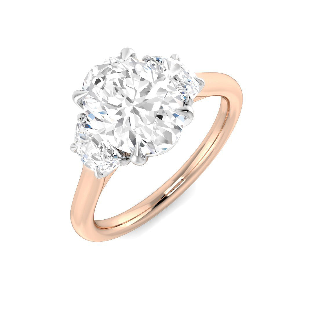 Three Stone Lab-Grown Diamond Ring 1.89ct–3.48ct – SR6236 – 18k Rose Gold