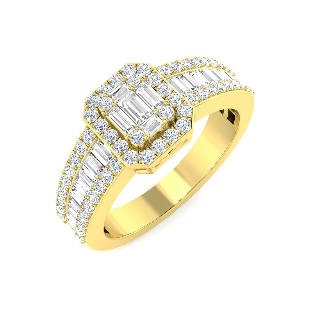 Baguette & Brilliant Diamond Ring 0.56ct–1.67ct – SL7103 – 18k Yellow Gold
