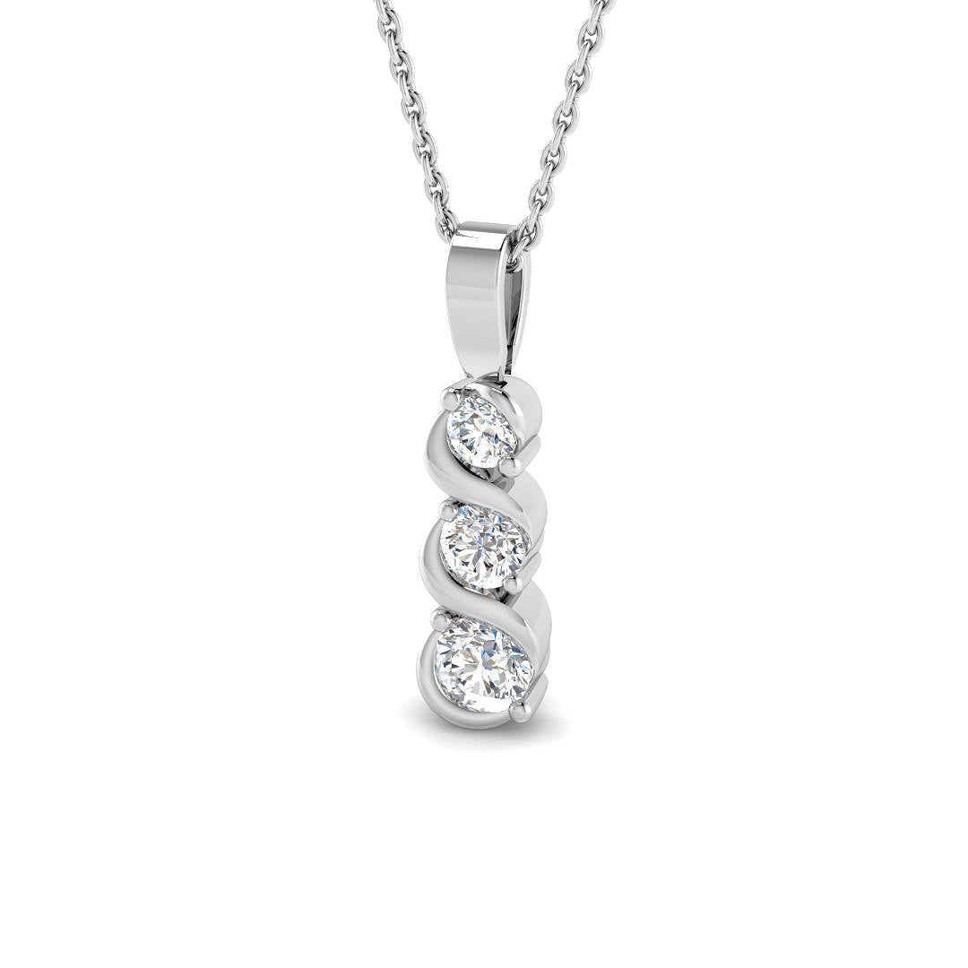 Drop & Trilogy Diamond Ring 0.49ct – SP6920 – 18k White Gold