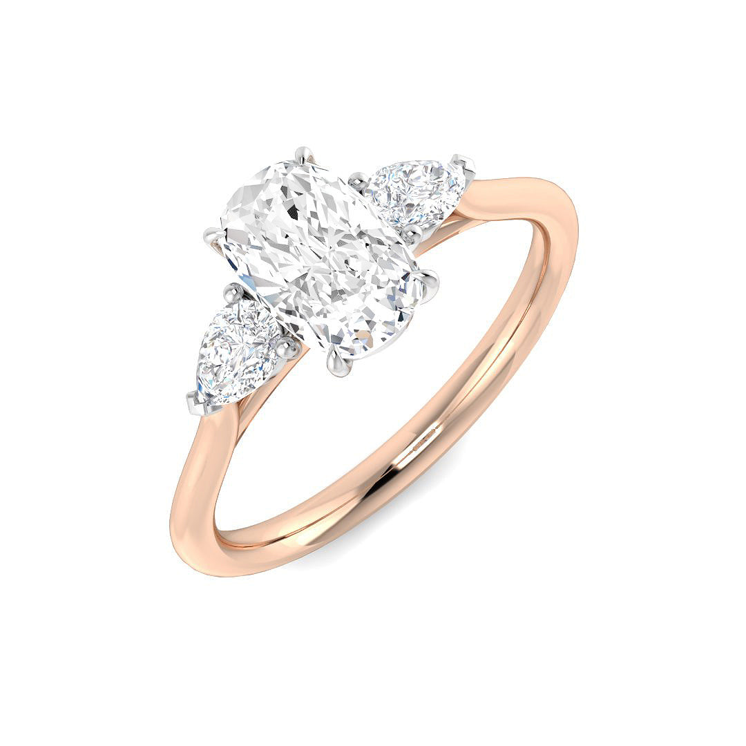 Three Stone Lab-Grown Diamond Ring 1.29ct–2.77ct – SR5787 – 18k Rose Gold