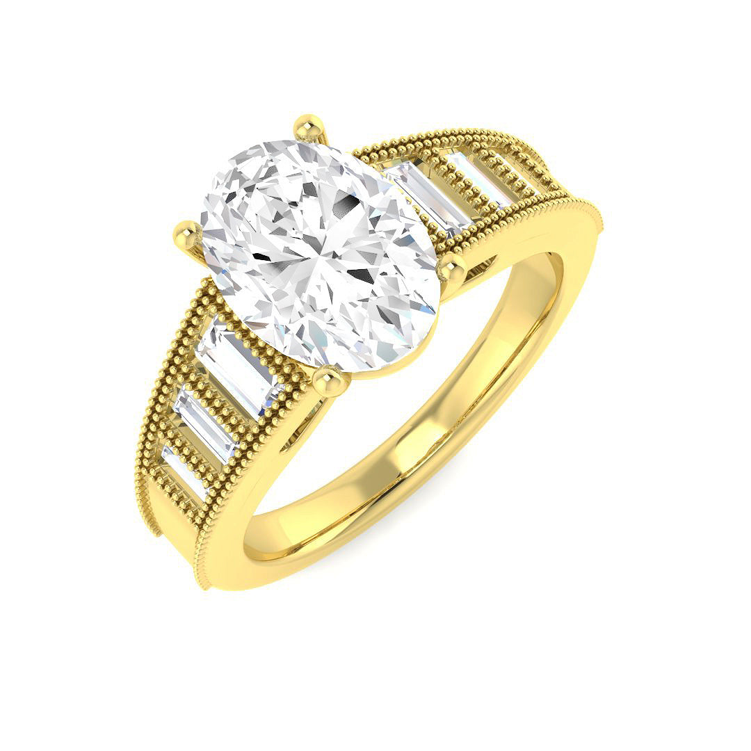Vintage Lab-Grown Diamond Ring 2.6ct–2.62ct – SR6932 – 18k Yellow Gold