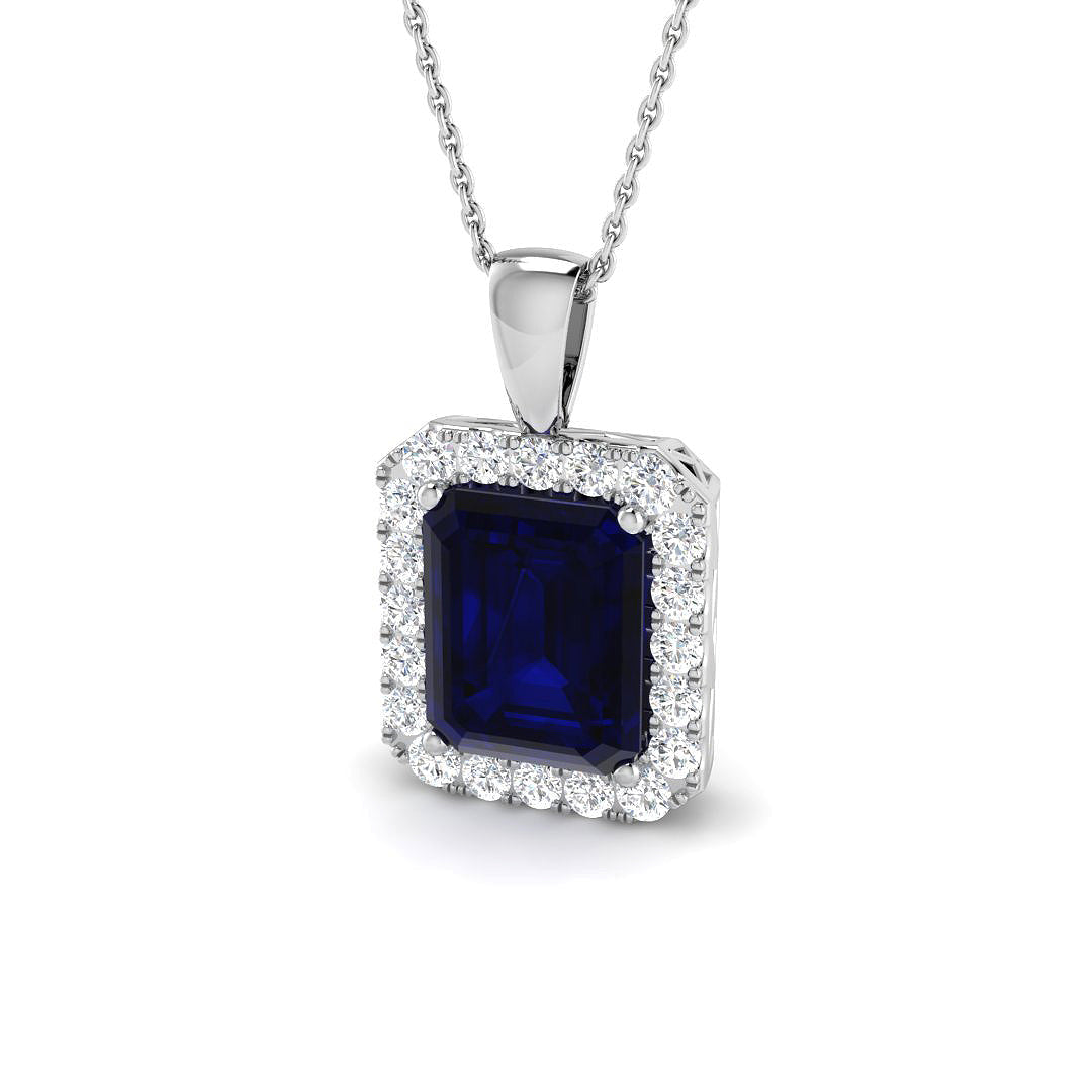 Blue Sapphire Diamond Ring 0.85ct–7.16ct – SP6667~BS – 18k White Gold