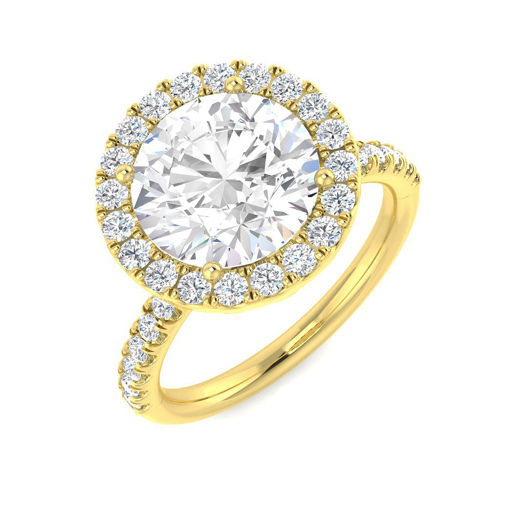 Halo Lab-Grown Diamond Ring 3.52ct – SR6123 – 18k Yellow Gold