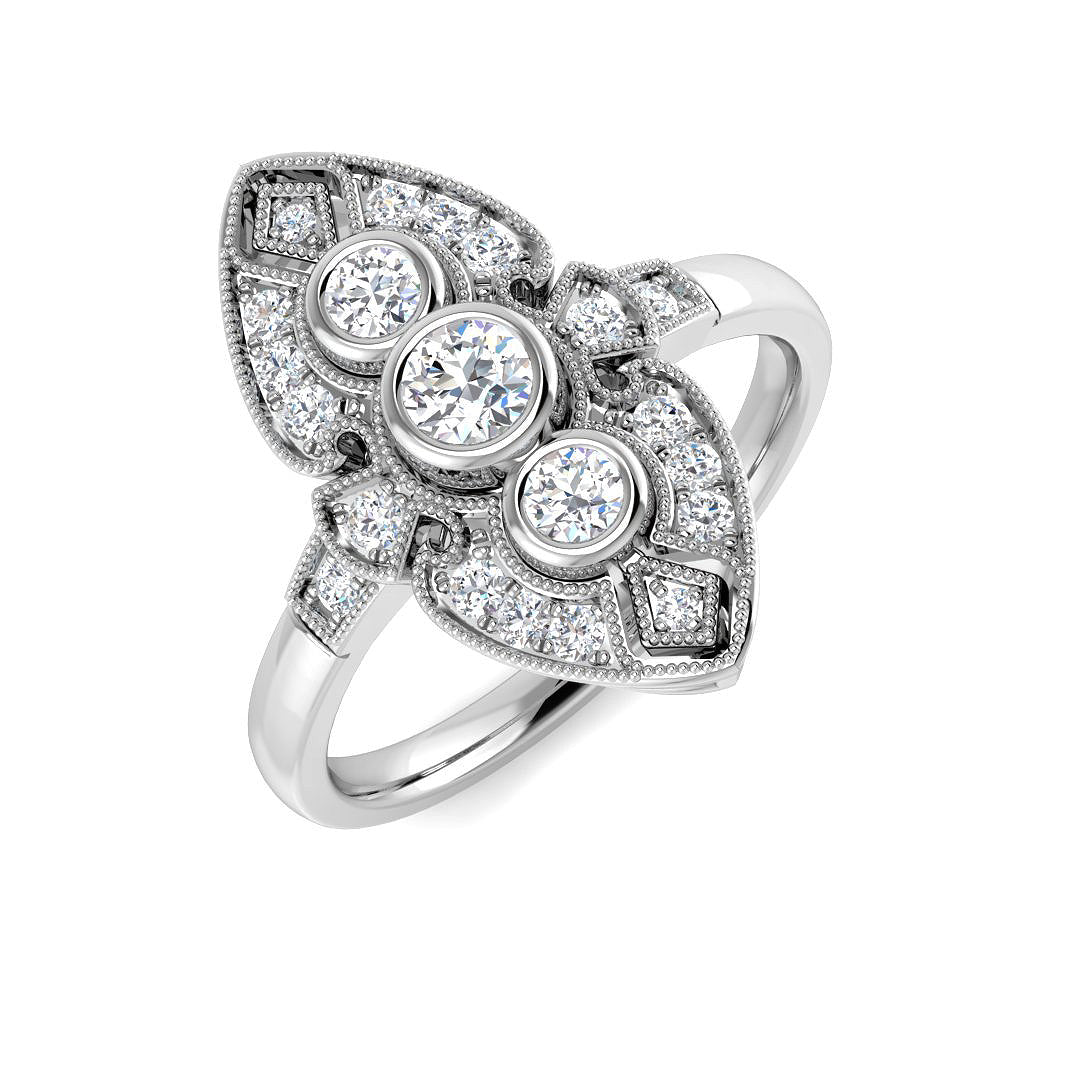 Vintage Diamond Ring 0.19ct–0.39ct – SR4593 – 18k White Gold
