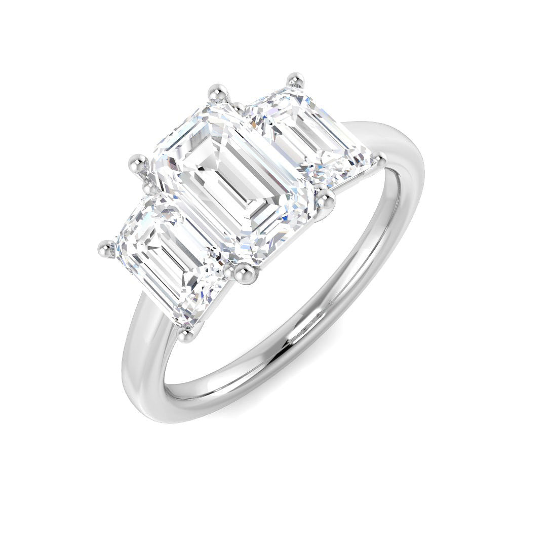 Three Stone Lab-Grown Diamond Ring 2.71ct–3.12ct – SR5793 – 18k White Gold