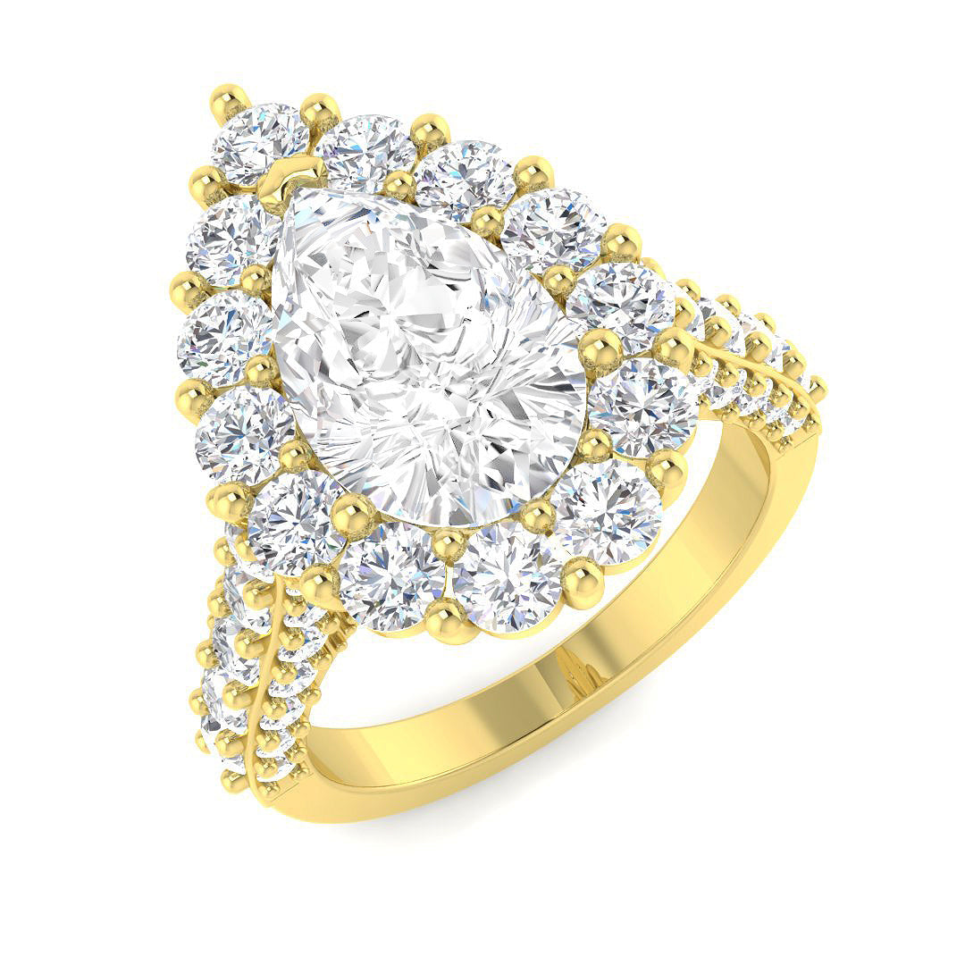Halo Lab-Grown Diamond Ring 5.89ct–6.01ct – SR4702 – 18k Yellow Gold