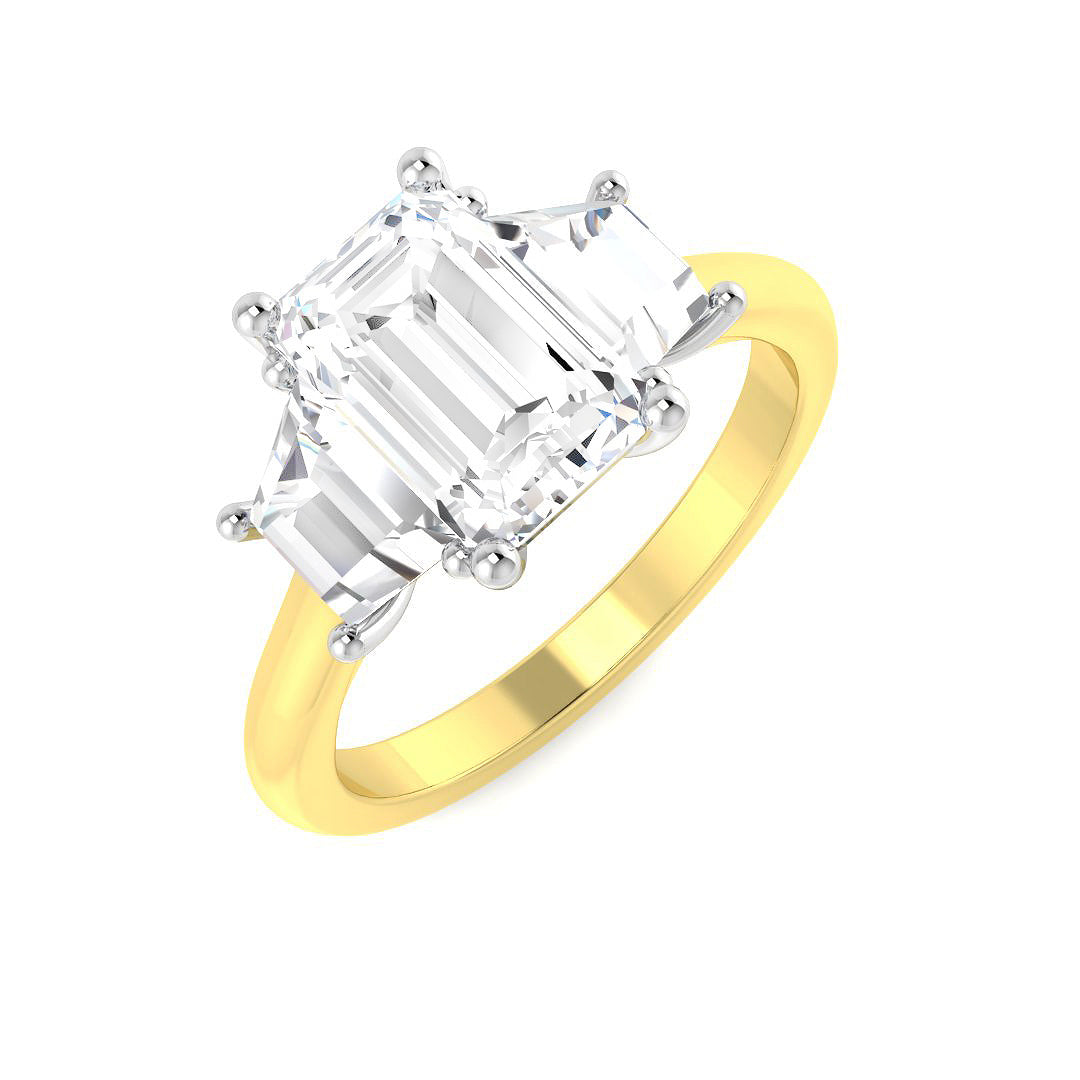 Three Stone Lab-Grown Diamond Ring 3.2ct–3.23ct – SR6332 – 18k Yellow Gold