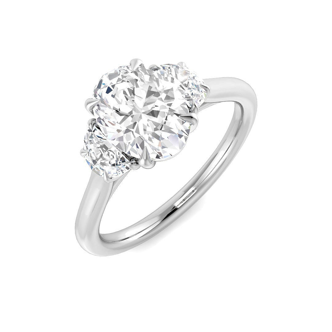 Three Stone Lab-Grown Diamond Ring 1.89ct–3.48ct – SR6236 – 18k White Gold
