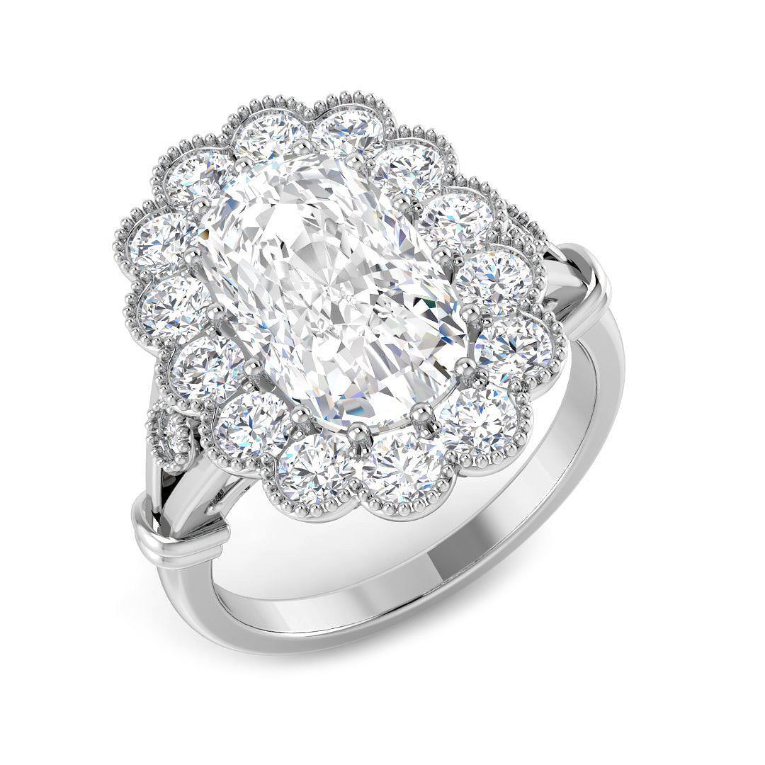 Vintage Lab-Grown Diamond Ring 4.07ct–4.08ct – SR7887 – 18k White Gold