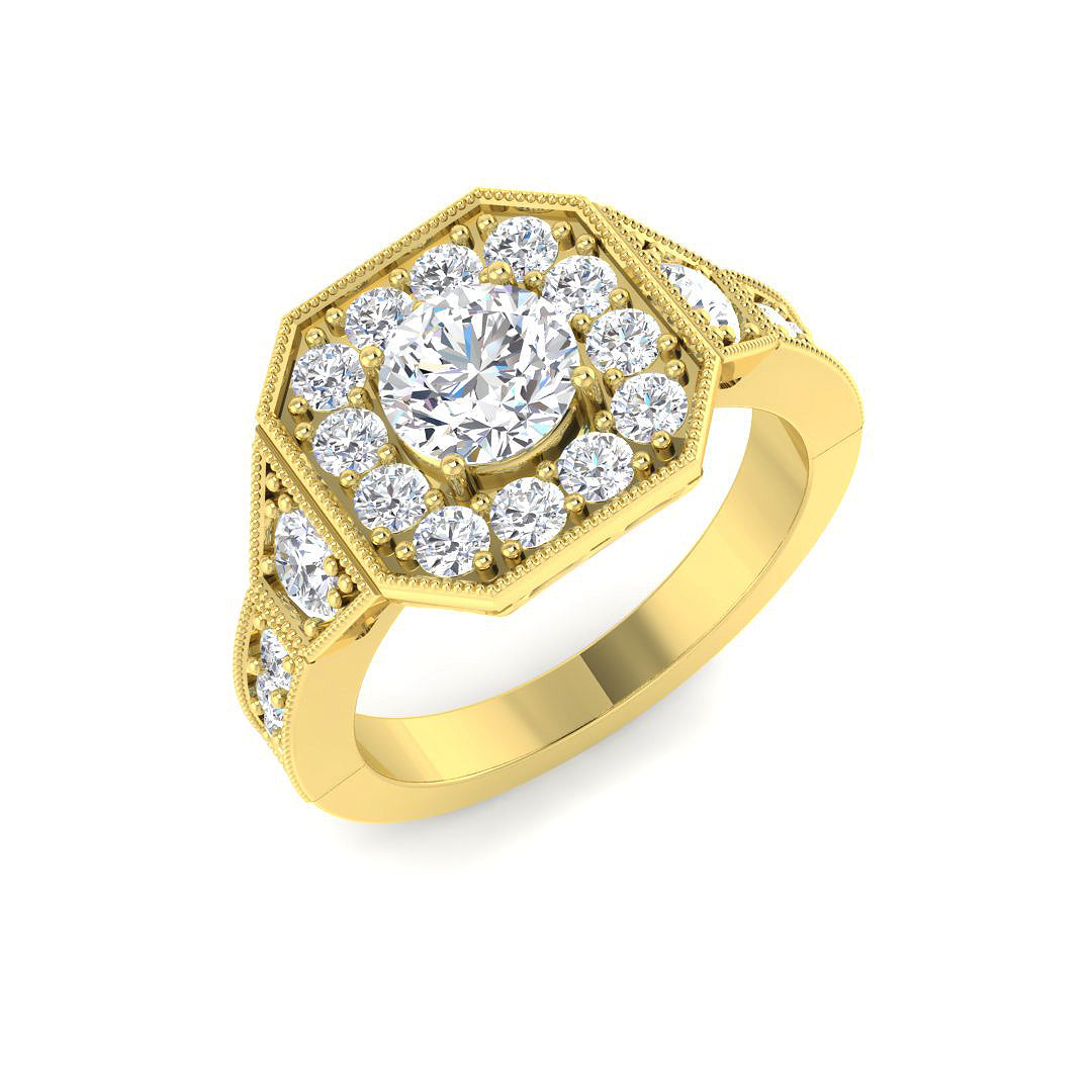 Vintage Diamond Ring 0.85ct–1.13ct – SR5935 – 18k Yellow Gold
