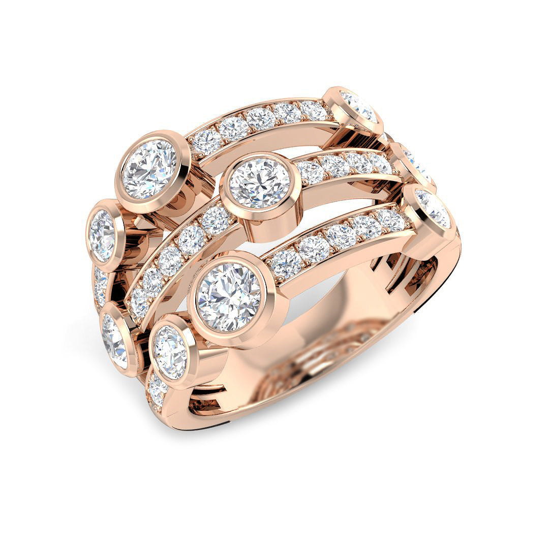 Bubble Diamond Ring 1.04ct–1.75ct – SR7557 – 18k Rose Gold