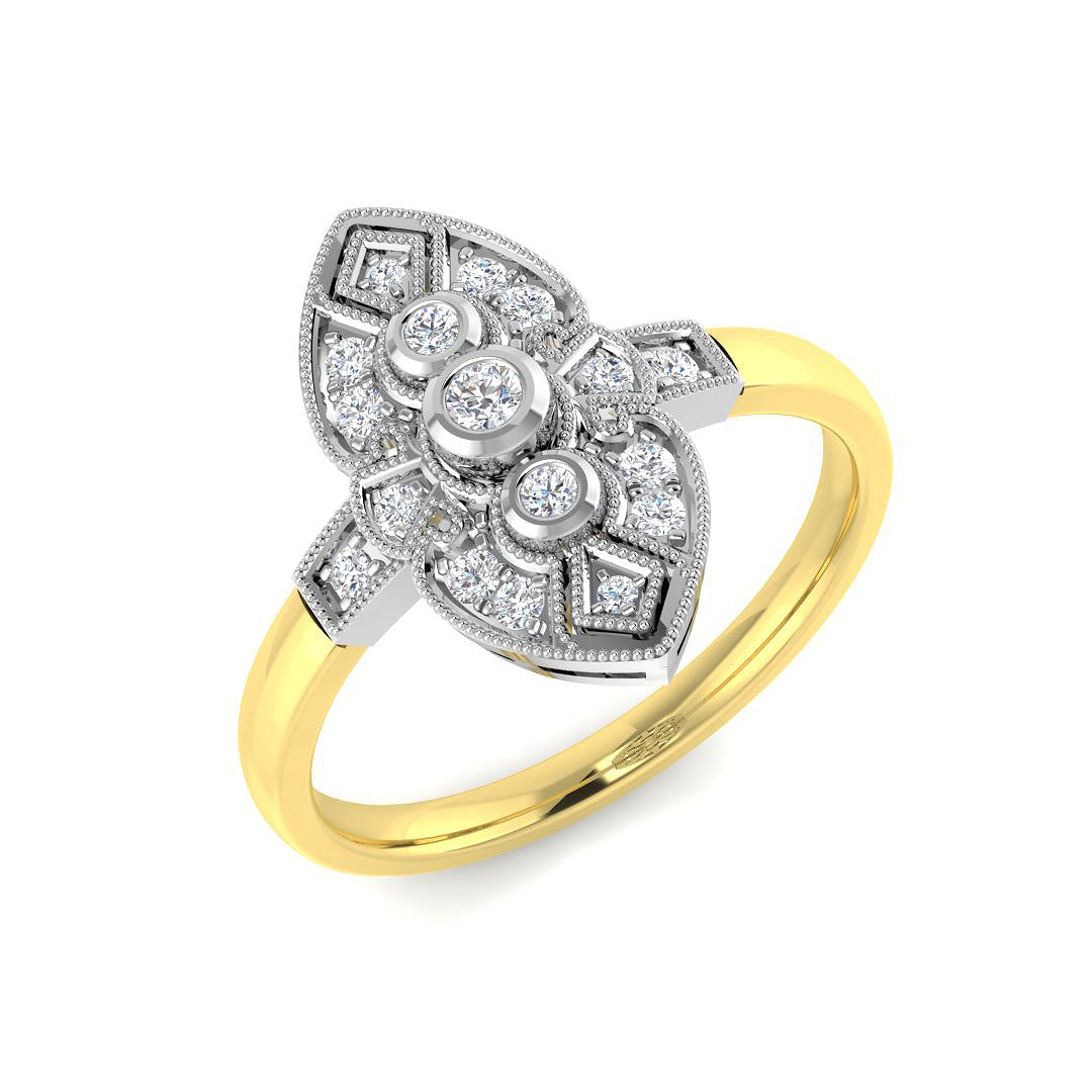 Vintage Diamond Ring 0.19ct–0.39ct – SR4593 – 18k Yellow Gold