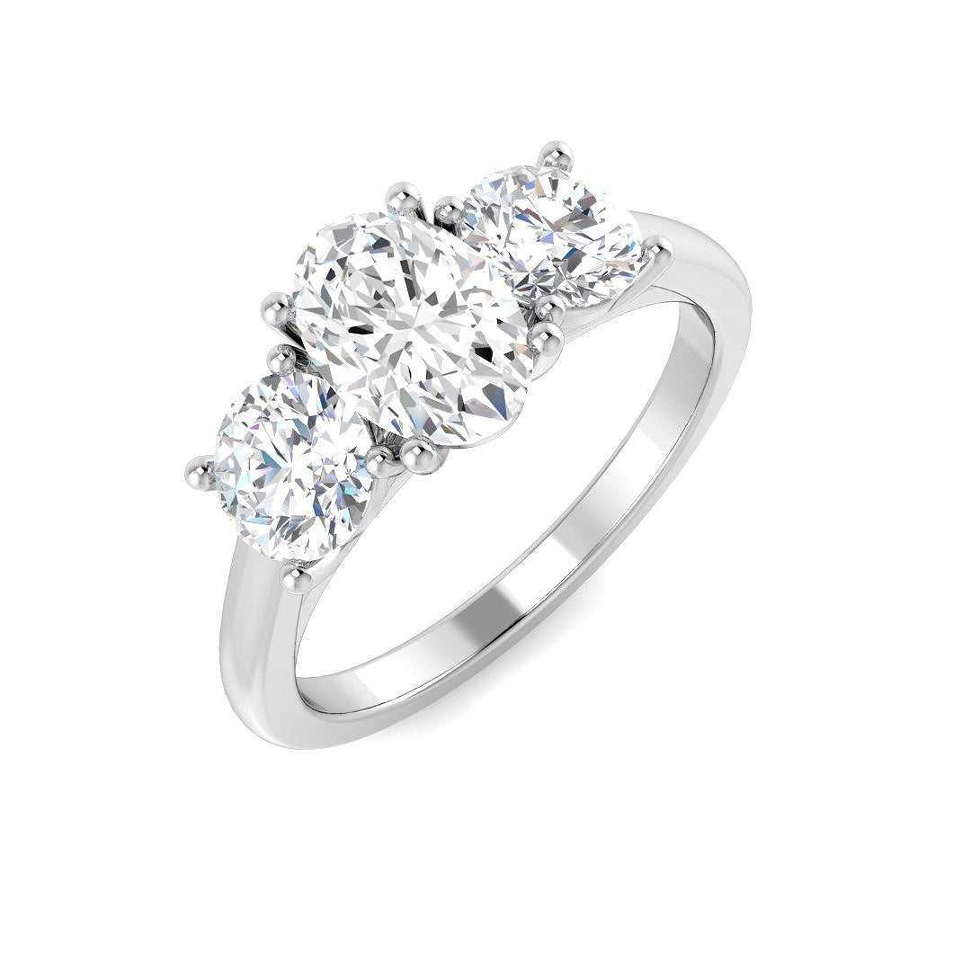 Three Stone Lab-Grown Diamond Ring 1.93ct – SR5107 – 18k White Gold
