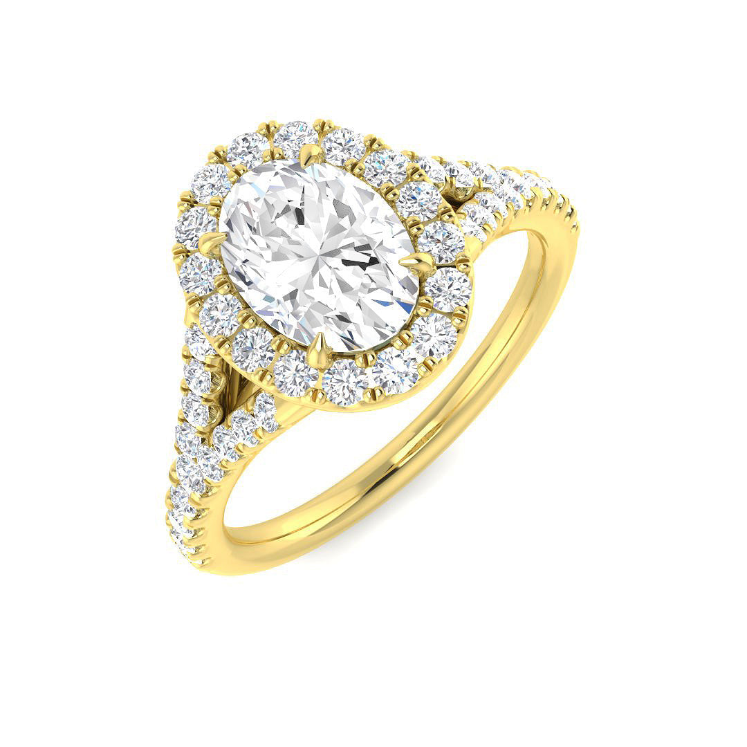 Halo Lab-Grown Diamond Ring 1.16ct–4.78ct – SR3784 – 18k Yellow Gold
