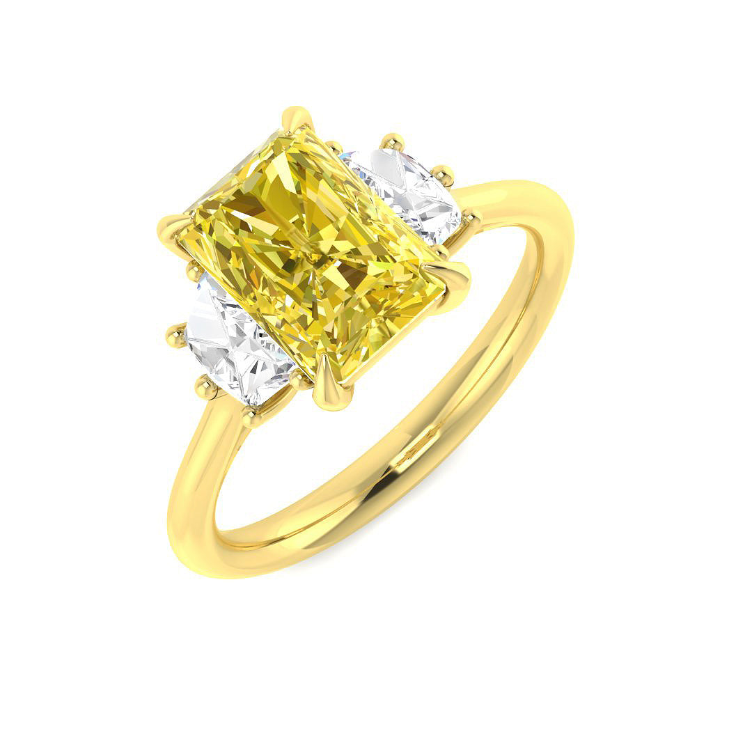 Three Stone Lab-Grown Diamond Ring 2.71ct–4.38ct – SR6948~LGYD – 18k Yellow Gold