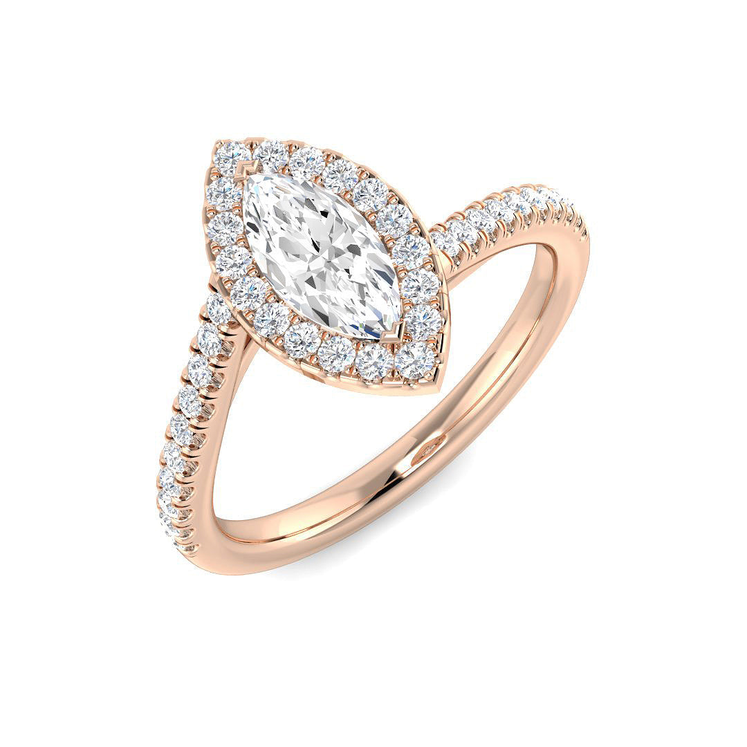 Halo Diamond Ring 0.58ct–0.8ct – SR3249 – 18k Rose Gold