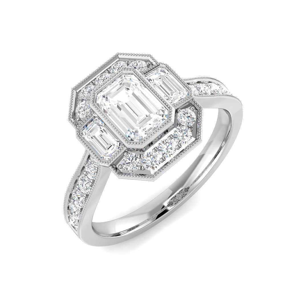 Three Stone Lab-Grown Diamond Ring 1.36ct–2.62ct – SR7014 – 18k White Gold