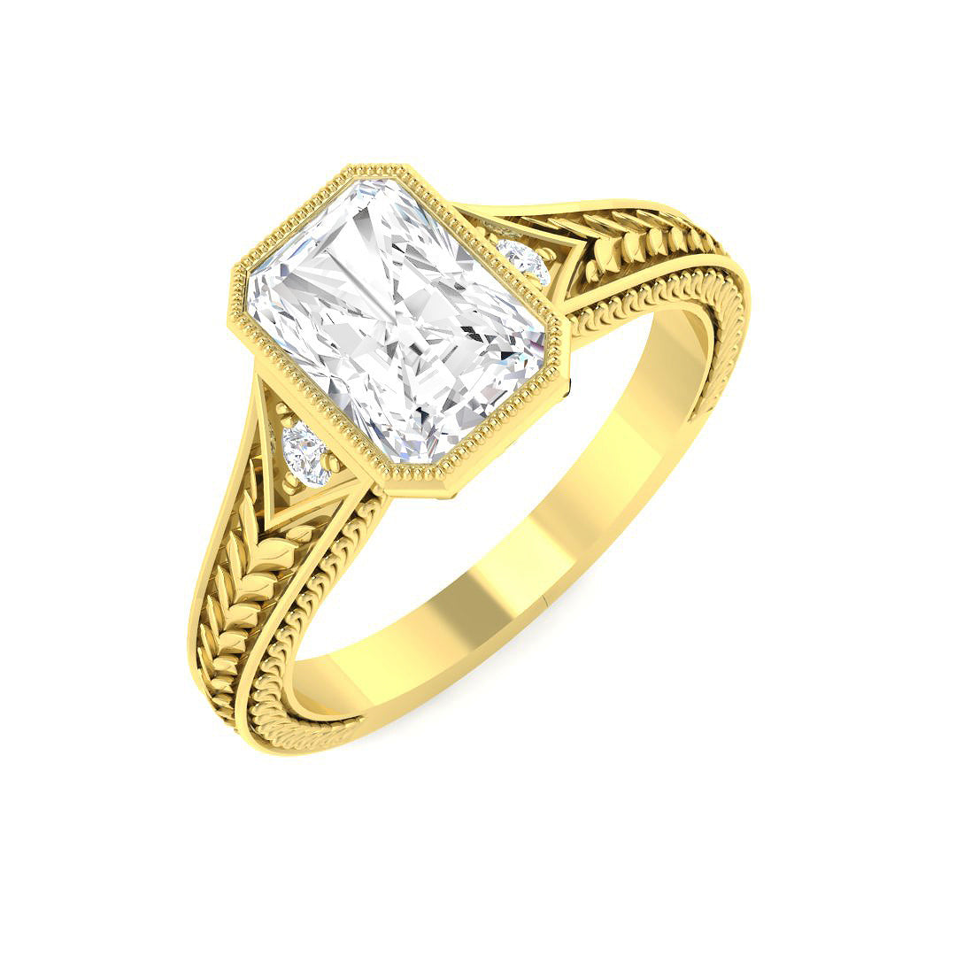Vintage Lab-Grown Diamond Ring 1.57ct–1.6ct – SR6747 – 18k Yellow Gold