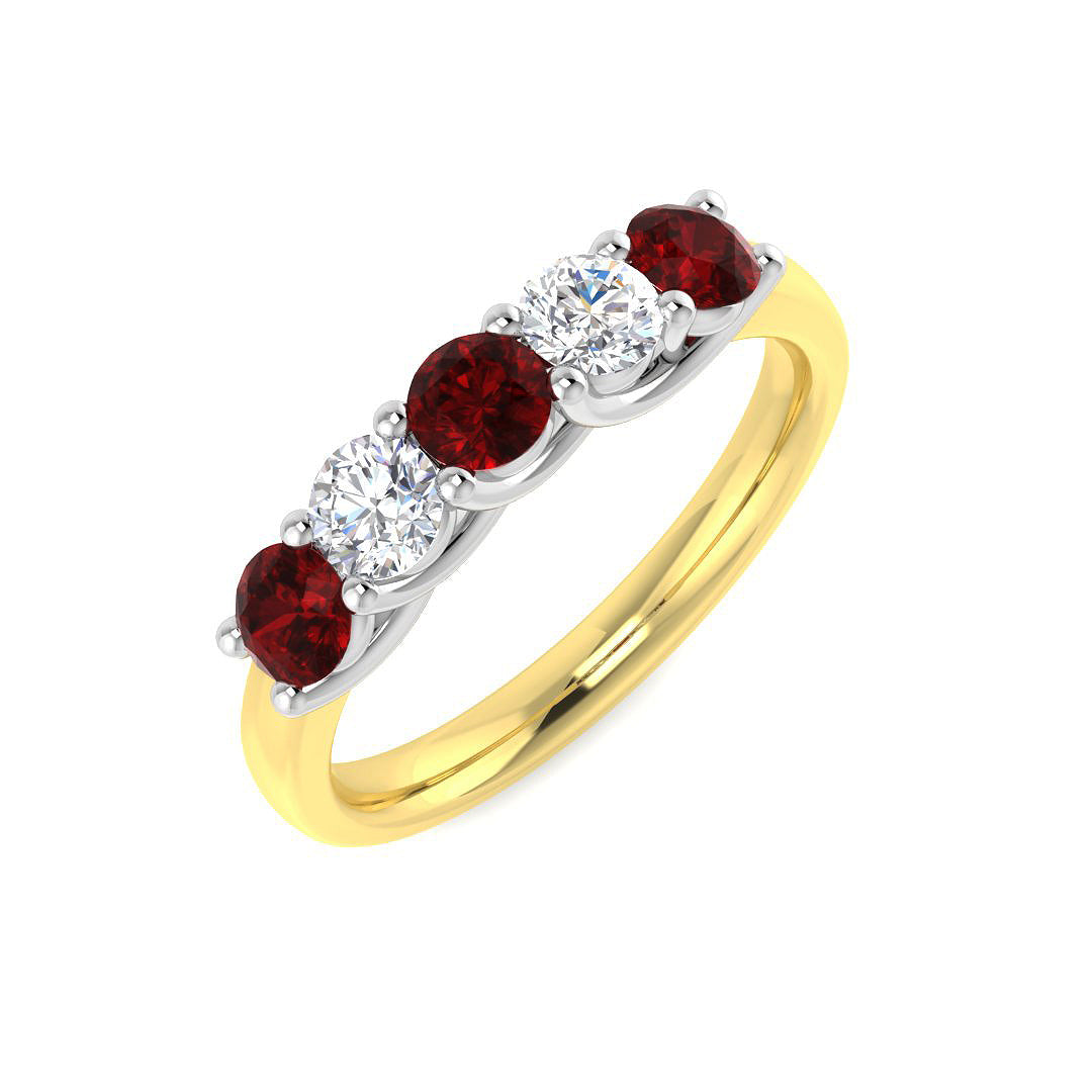 Five Stone Diamond Ring 0.37ct–0.93ct – XYR6744~RY – 18k Yellow Gold