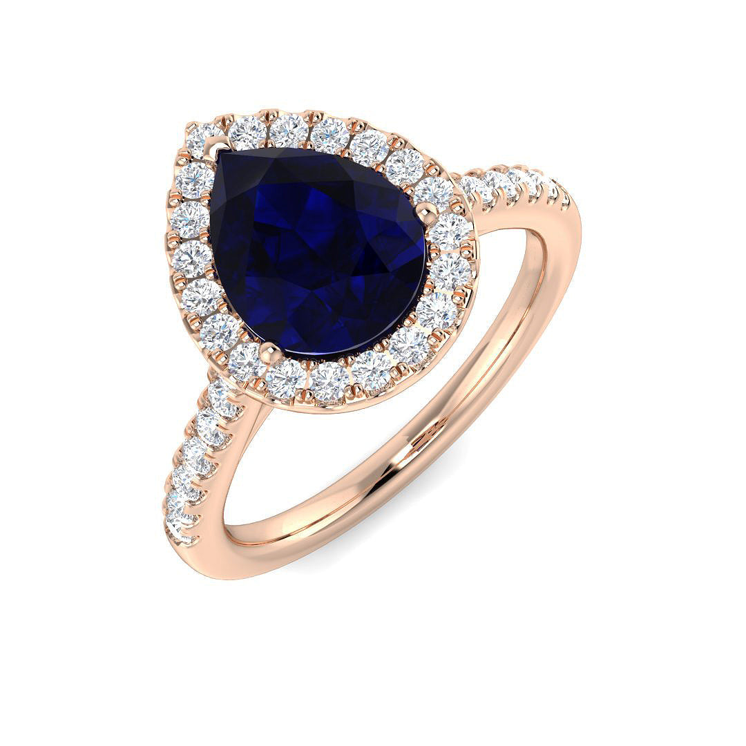 Blue Sapphire Diamond Ring 1.54ct–4.86ct – SR21~BS – 18k Rose Gold
