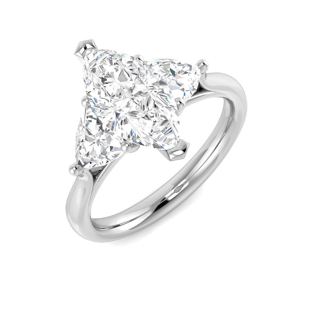Three Stone Lab-Grown Diamond Ring 2.35ct–4.45ct – SR1185 – 18k White Gold