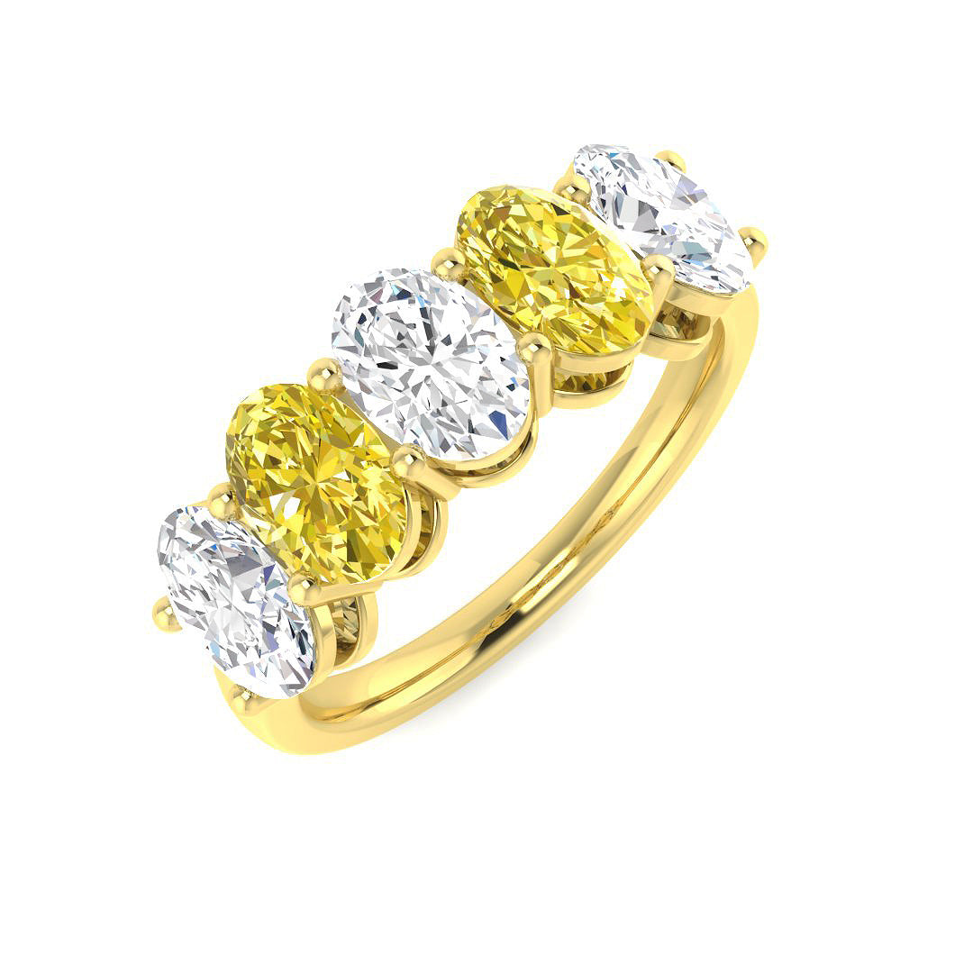 Five Stone Lab-Grown Diamond Ring 2.66ct – SR5265 – 18k Yellow Gold