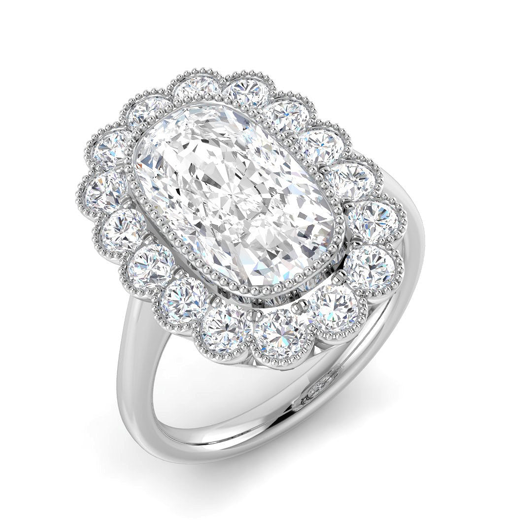 Vintage Lab-Grown Diamond Ring 1.36ct–4.03ct – SR7523 – 18k White Gold